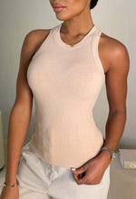 She's A Keeper Beige Ribbed Vest Top