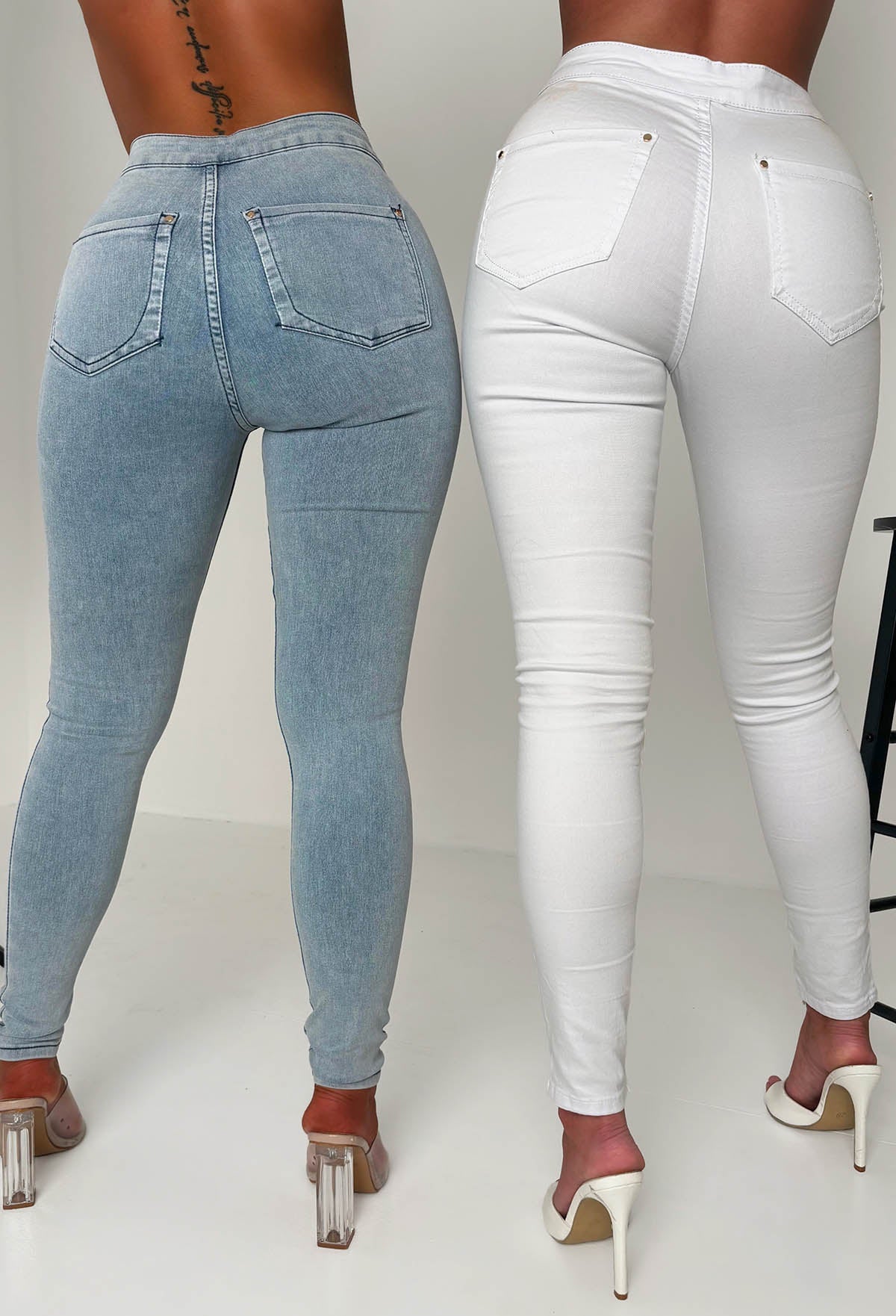 Authentic Chic White Stretch Skinny Plain Front Jeggings