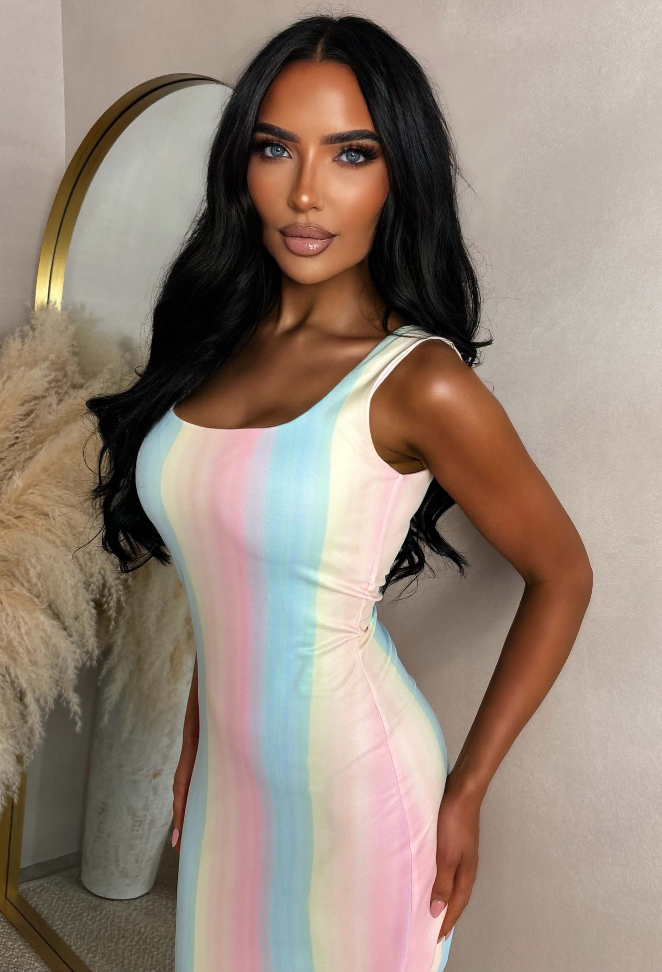 Basically Be There Multi Print Maxi Dress With Square Neckline