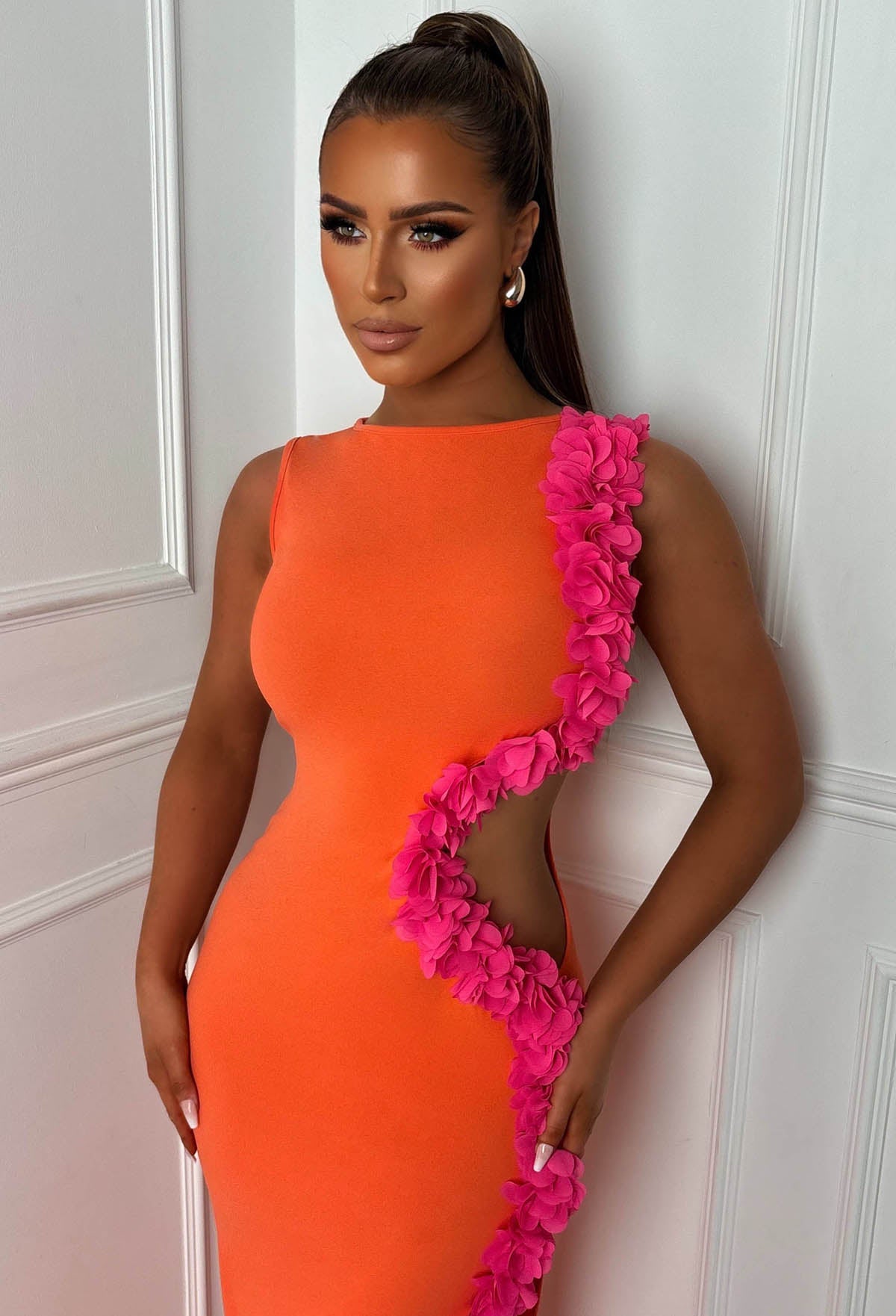 Billion Dollar Bae Coral Cut Out Maxi Dress