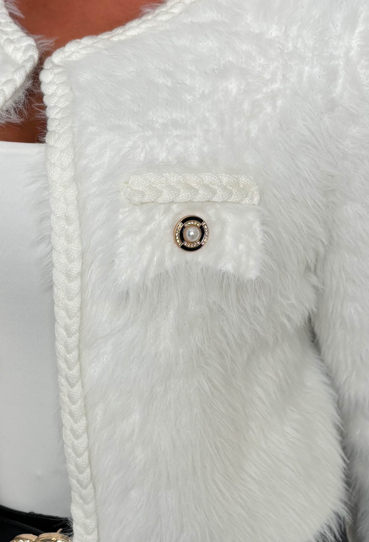 Blair Baby Cream Fluffy Knit Button Detail Cardigan