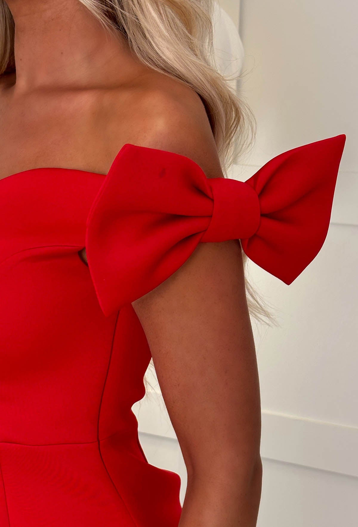 Bowed In Love Red Bow Sleeve Mini Dress