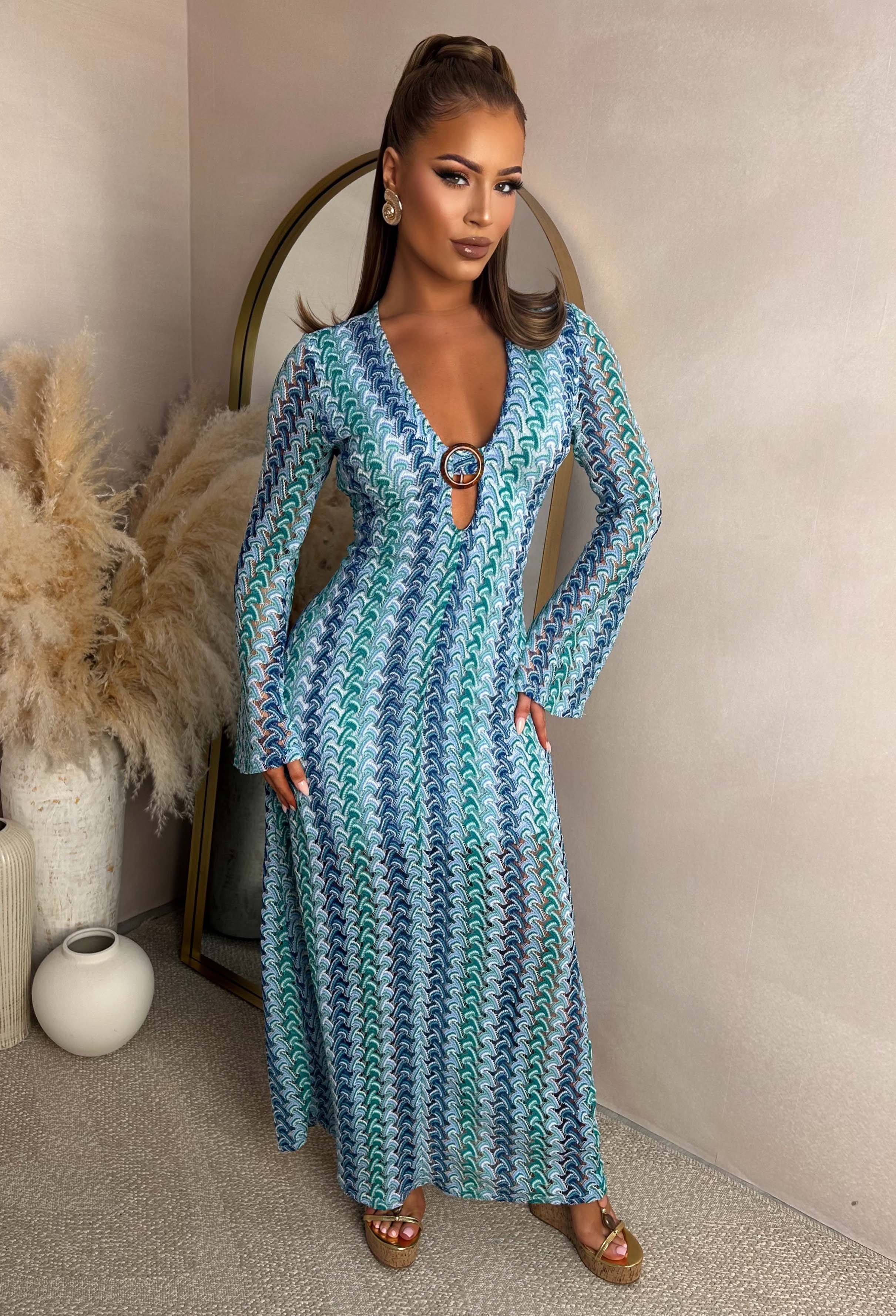 Bring On The Style Blue Zig Zag Maxi Dress
