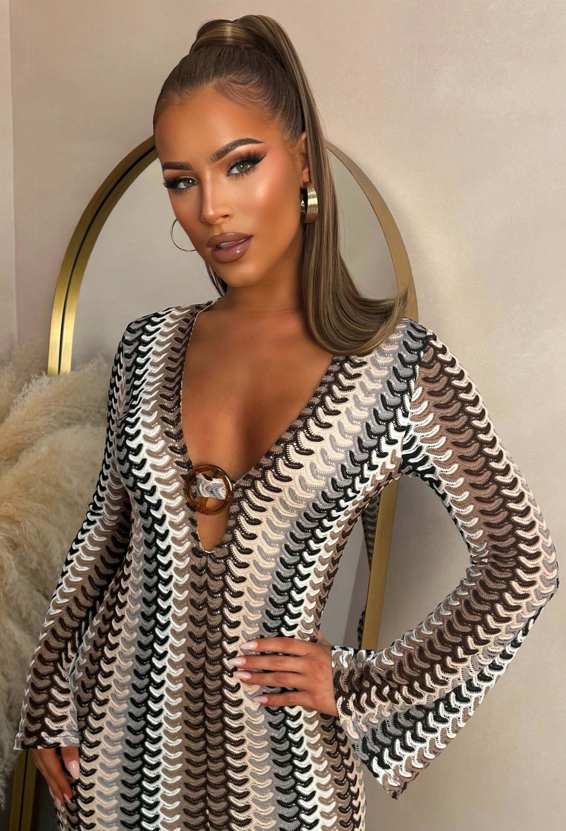 Bring On The Style Brown Zig Zag Maxi Dress