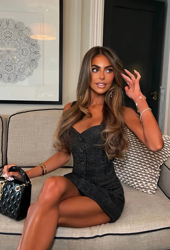 Brunchin With Blair Black Lurex Tweed Mini Skirt