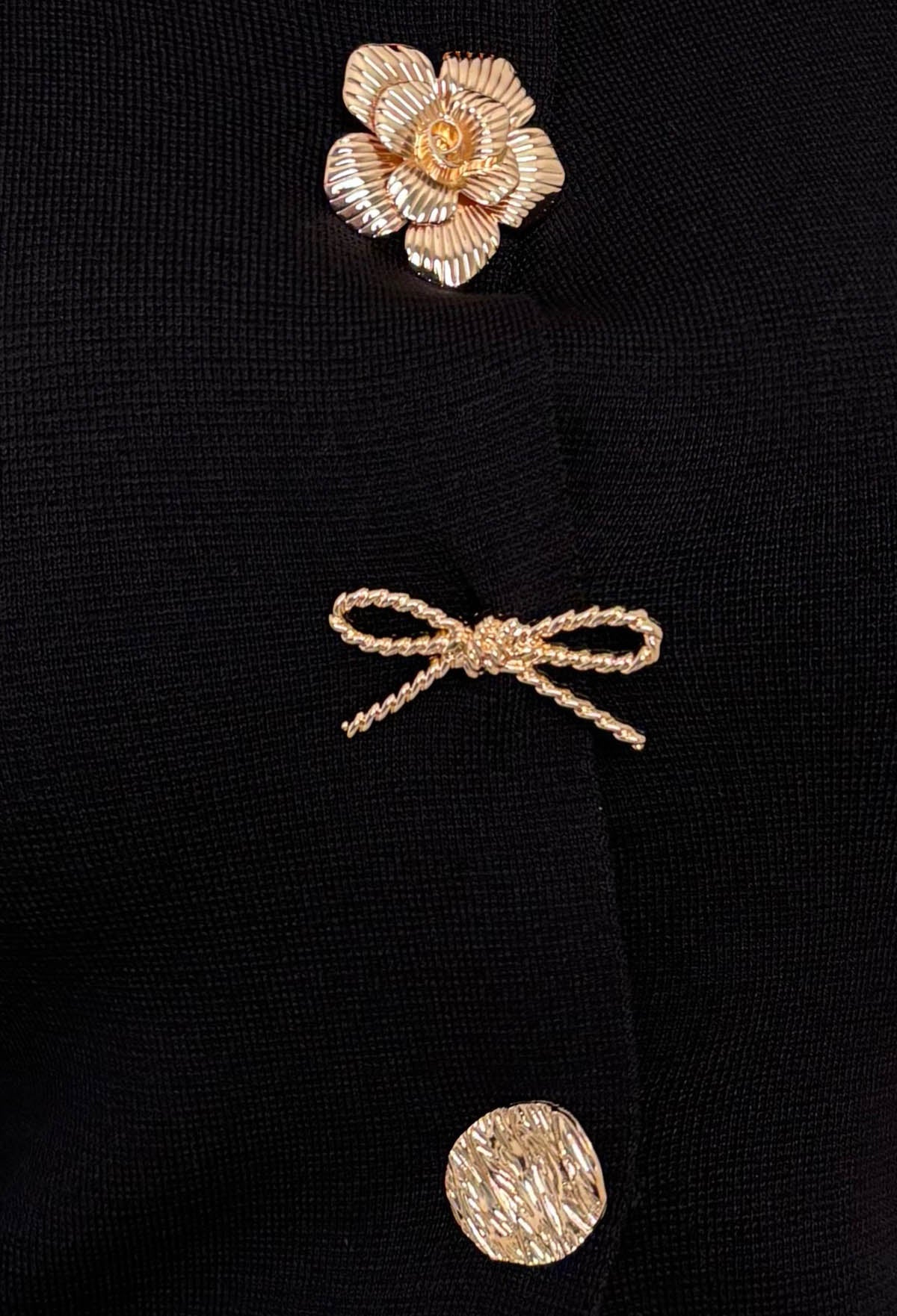 Buttoned Beaut Black Embellished Knitted Waistcoat