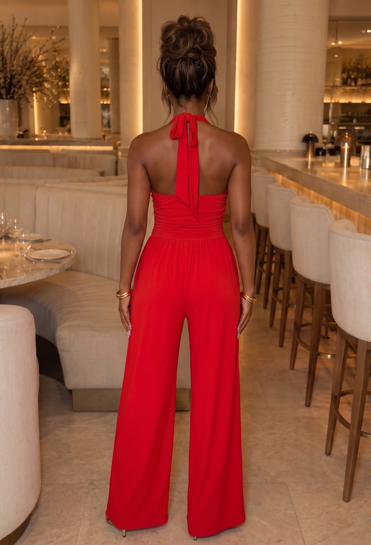 Red Halterneck Jumpsuit
