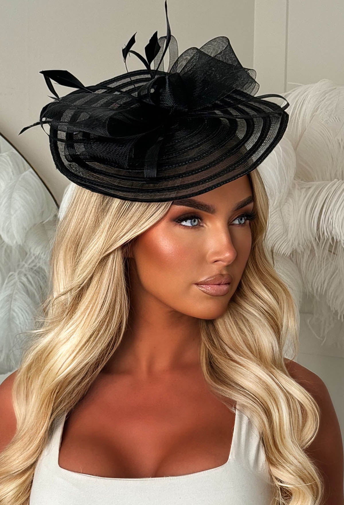 Celestial Chic Black Mesh Fascinator