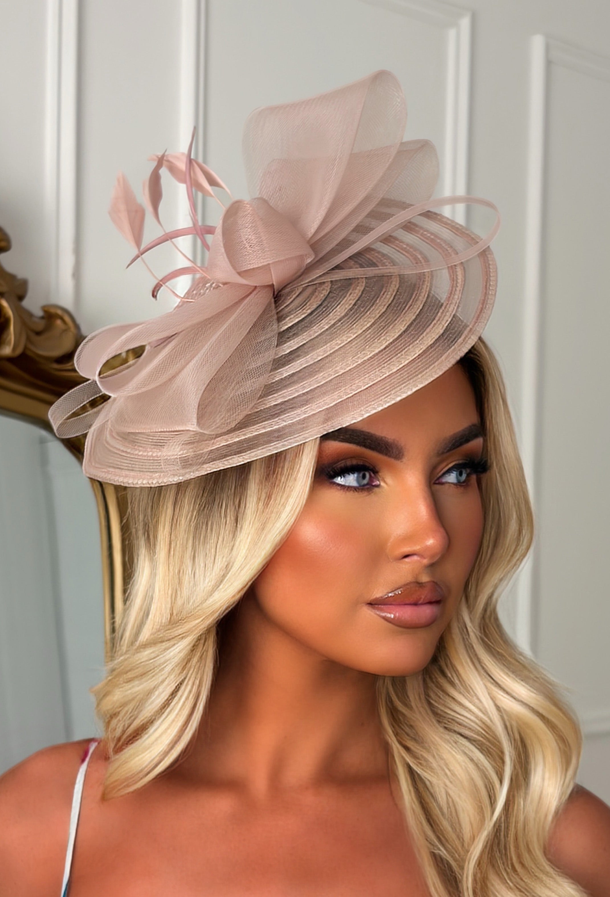 Celestial Chic Pink Mesh Fascinator