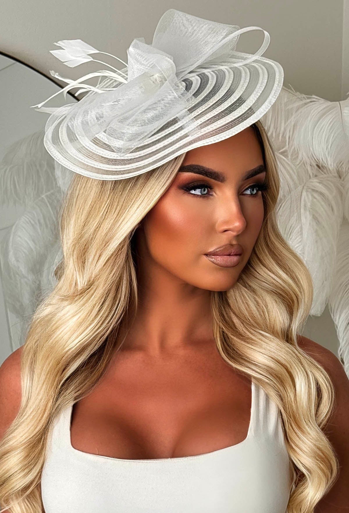 Celestial Chic White Mesh Fascinator