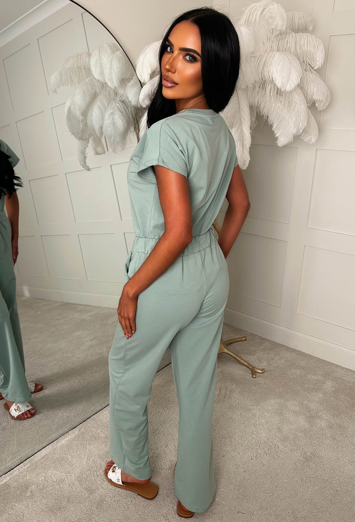 Chilled Icon Green Top & Straight Leg Jogger Loungewear Set