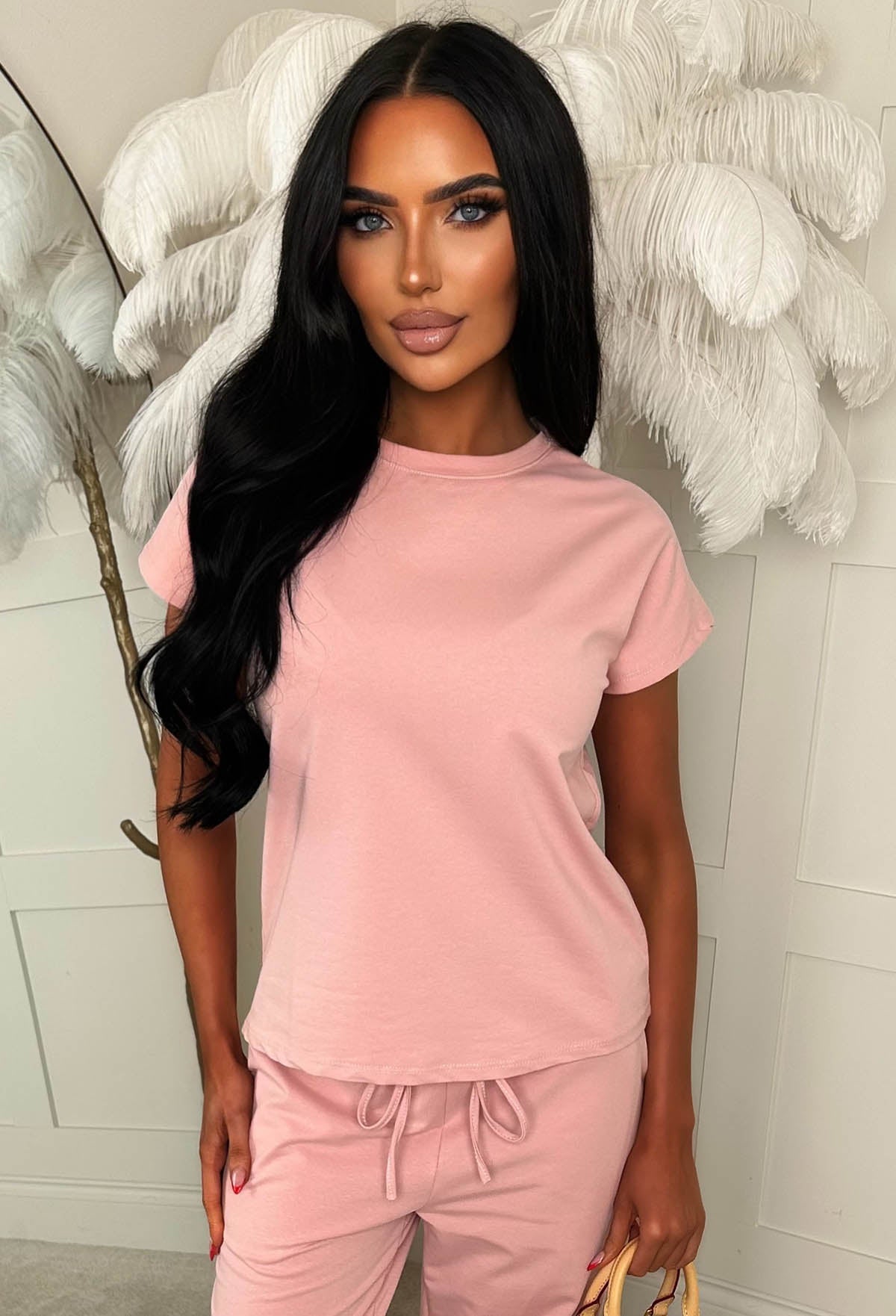 Chilled Icon Pink Top & Straight Leg Jogger Loungewear Set