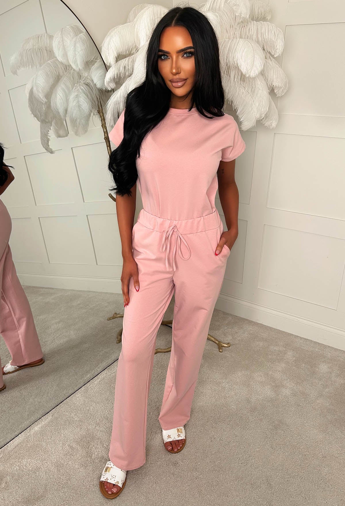 Chilled Icon Pink Top & Straight Leg Jogger Loungewear Set