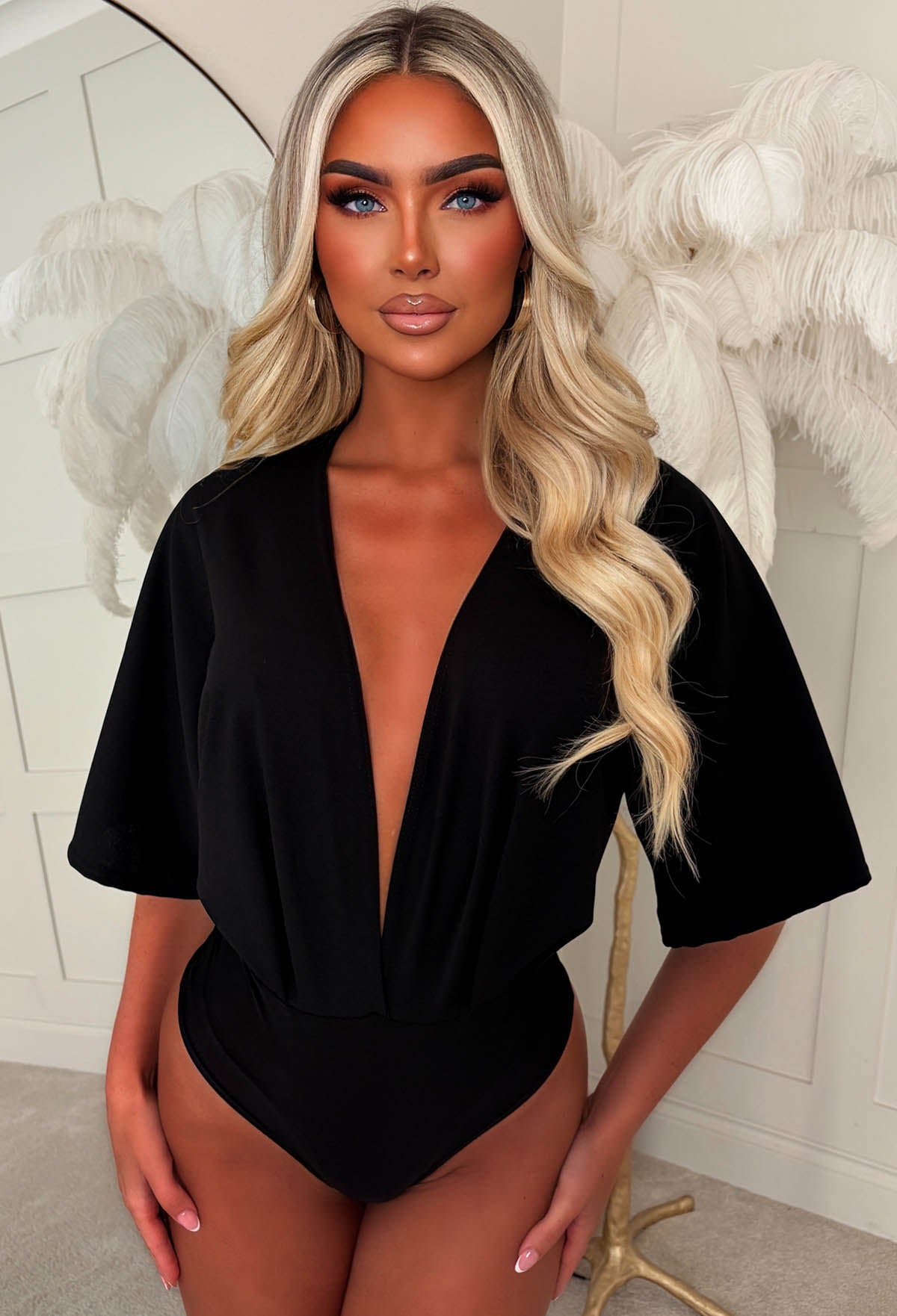 Chloe Black Scuba Crepe Bodysuit