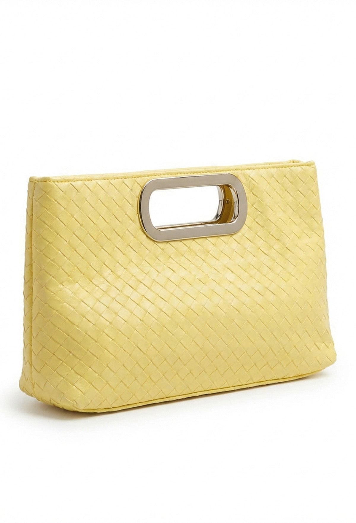 Citrine Yellow Woven Clutch Bag
