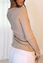 Love Escape Beige Ribbed Knit Long Sleeve Top