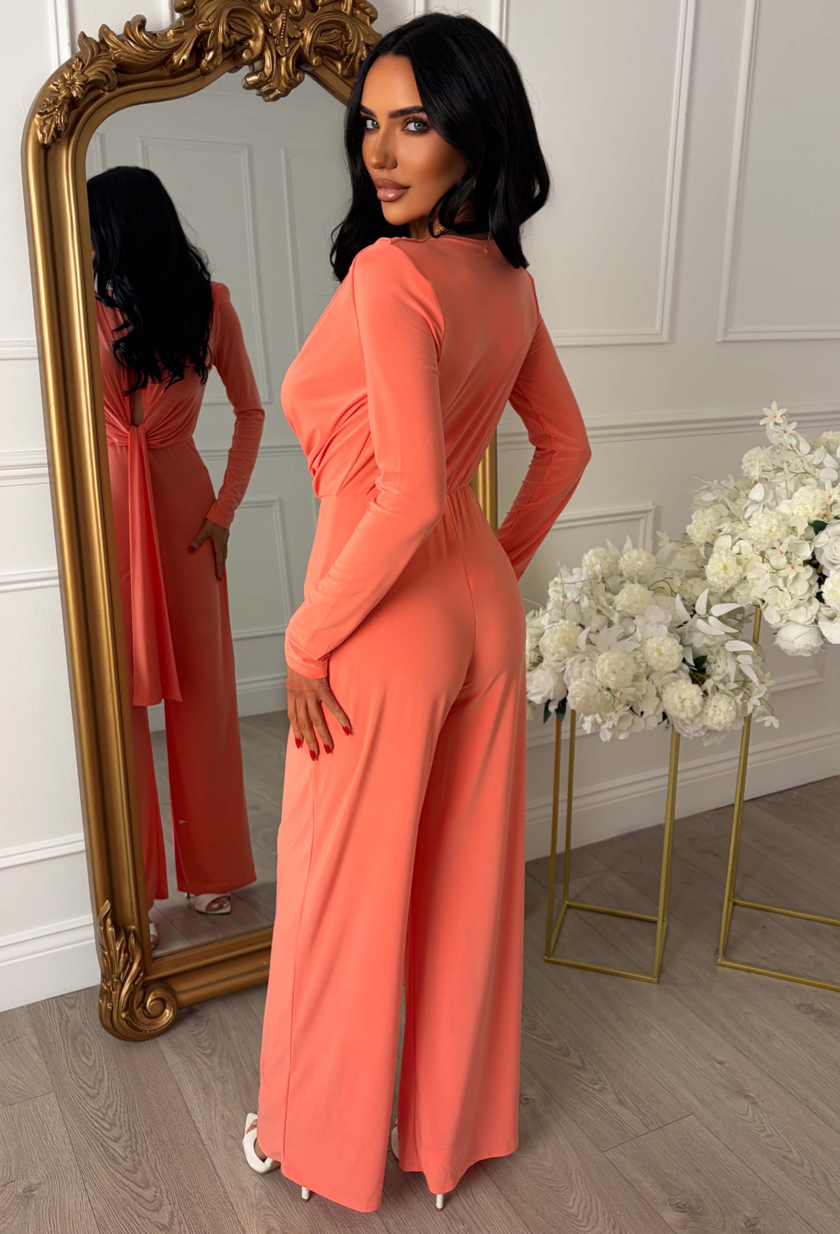 Cocktail Club Coral Stretch Sleeveless Plunge Jumpsuit