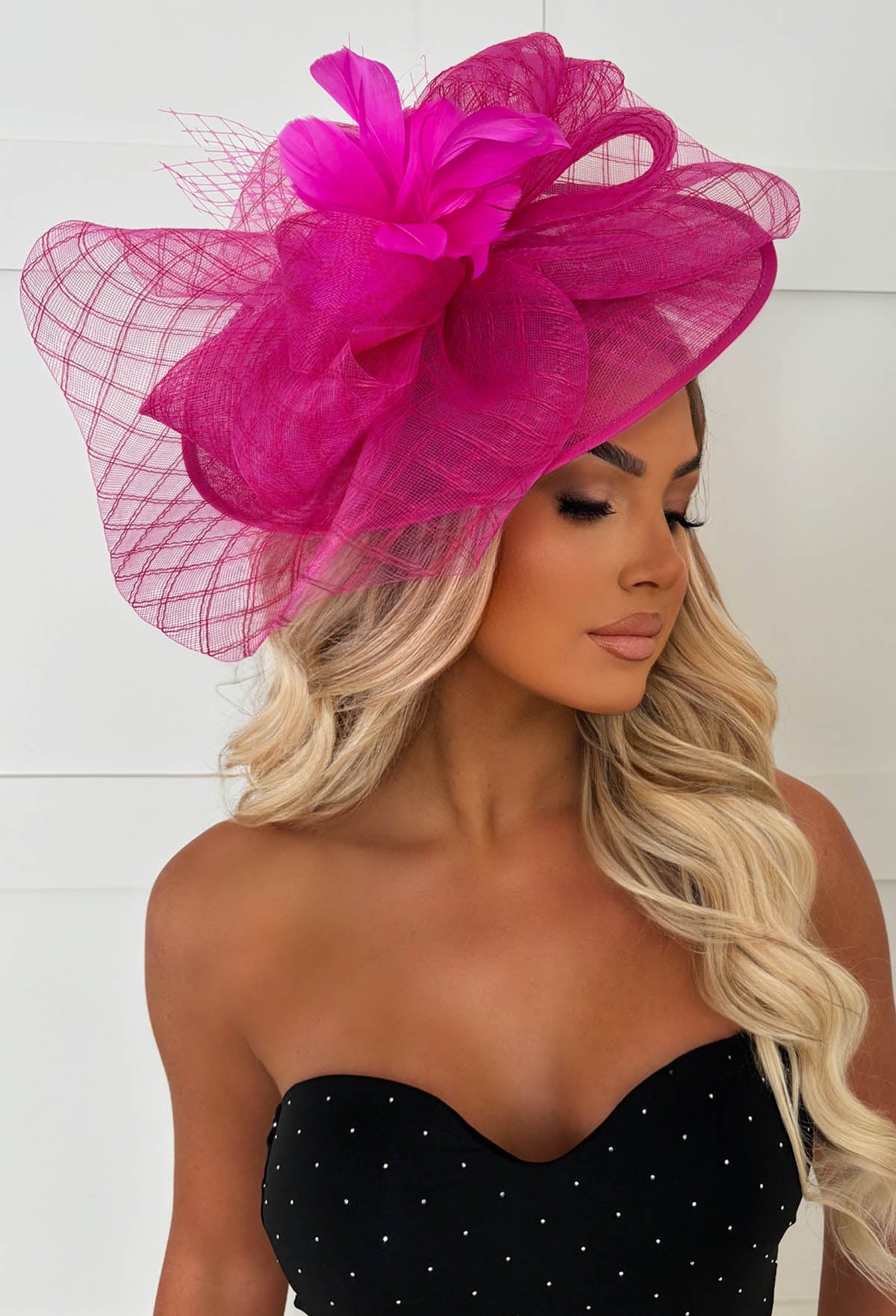 Cosmo Chic Hot Pink Floral Bow Detail Fascinator