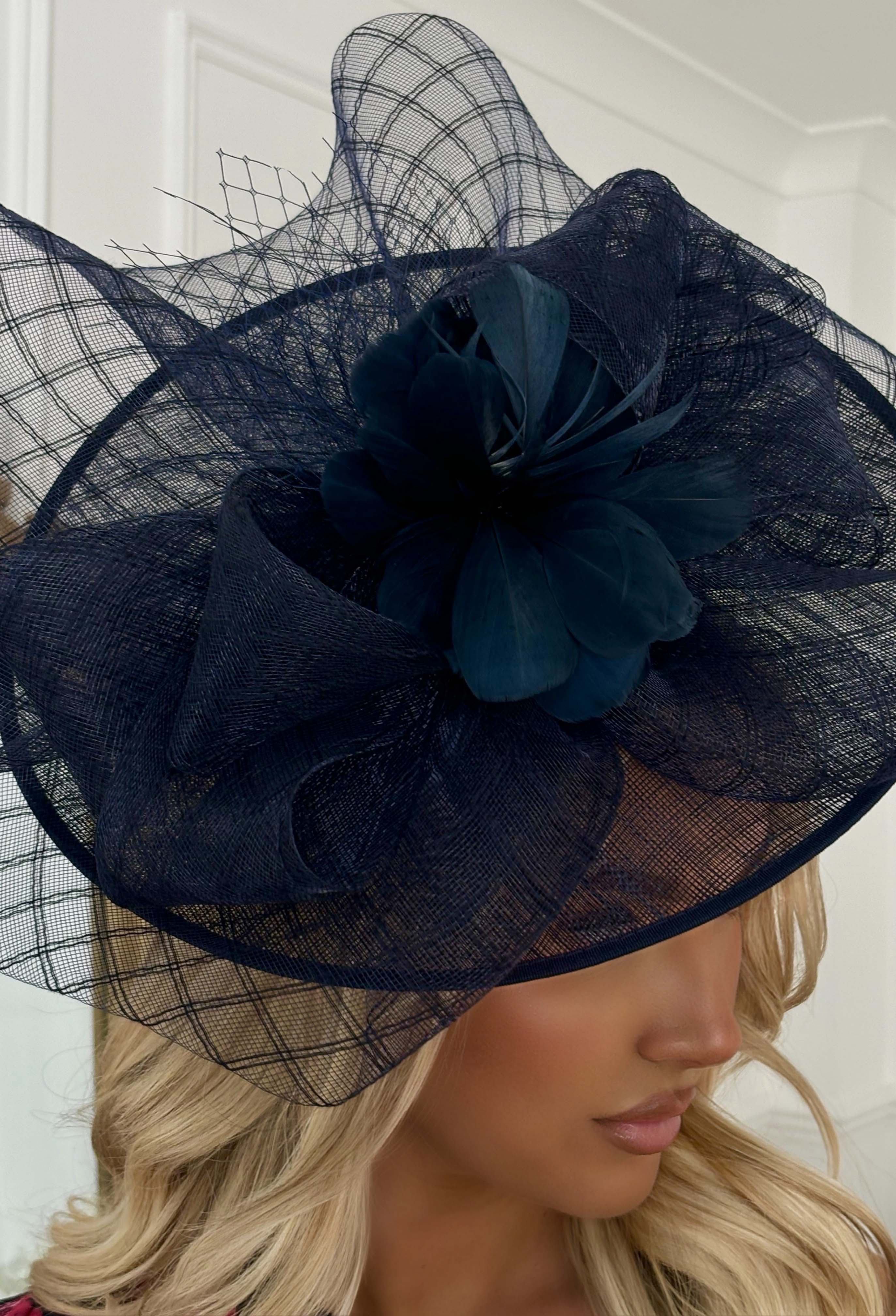 Cosmo Chic Navy Floral Bow Detail Fascinator