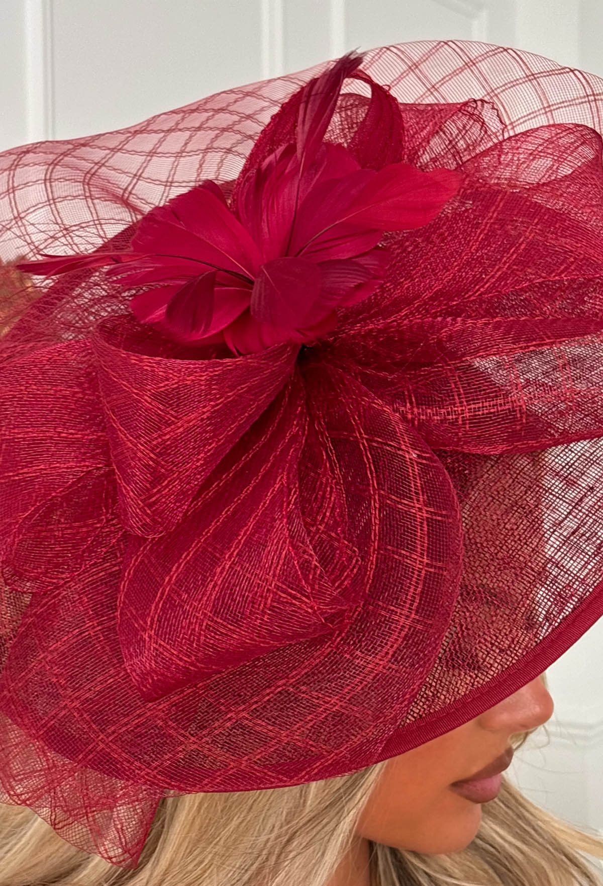 Cosmo Chic Wine Floral Bow Detail Fascinator