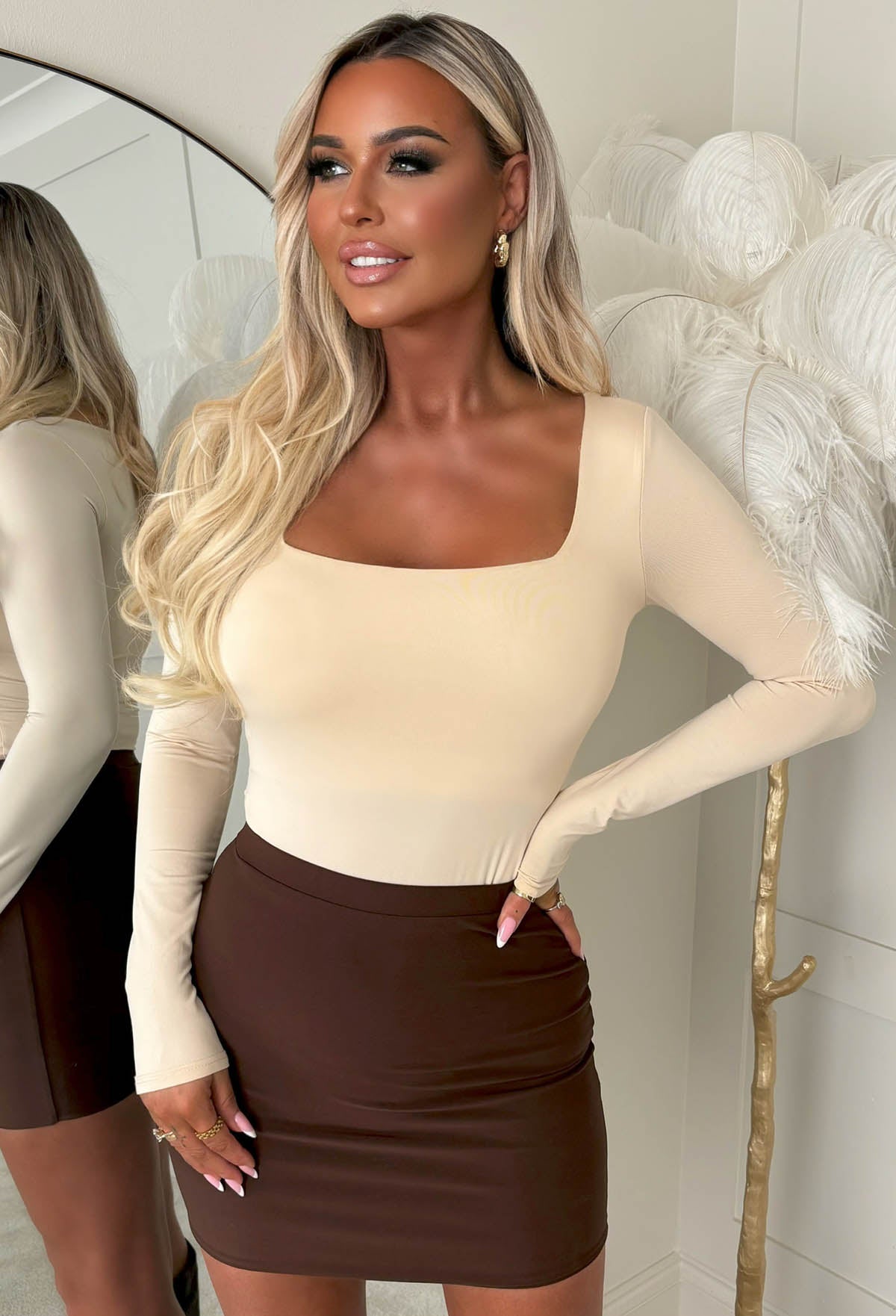 Couture Core Chocolate Brown Jersey Mini Skirt