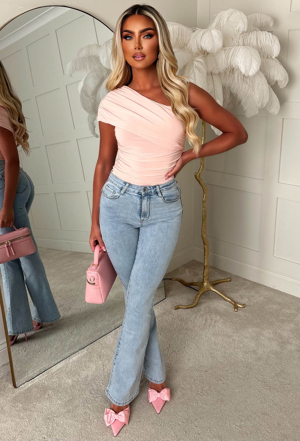 Crush Hour Pink One Shoulder Ruched Top