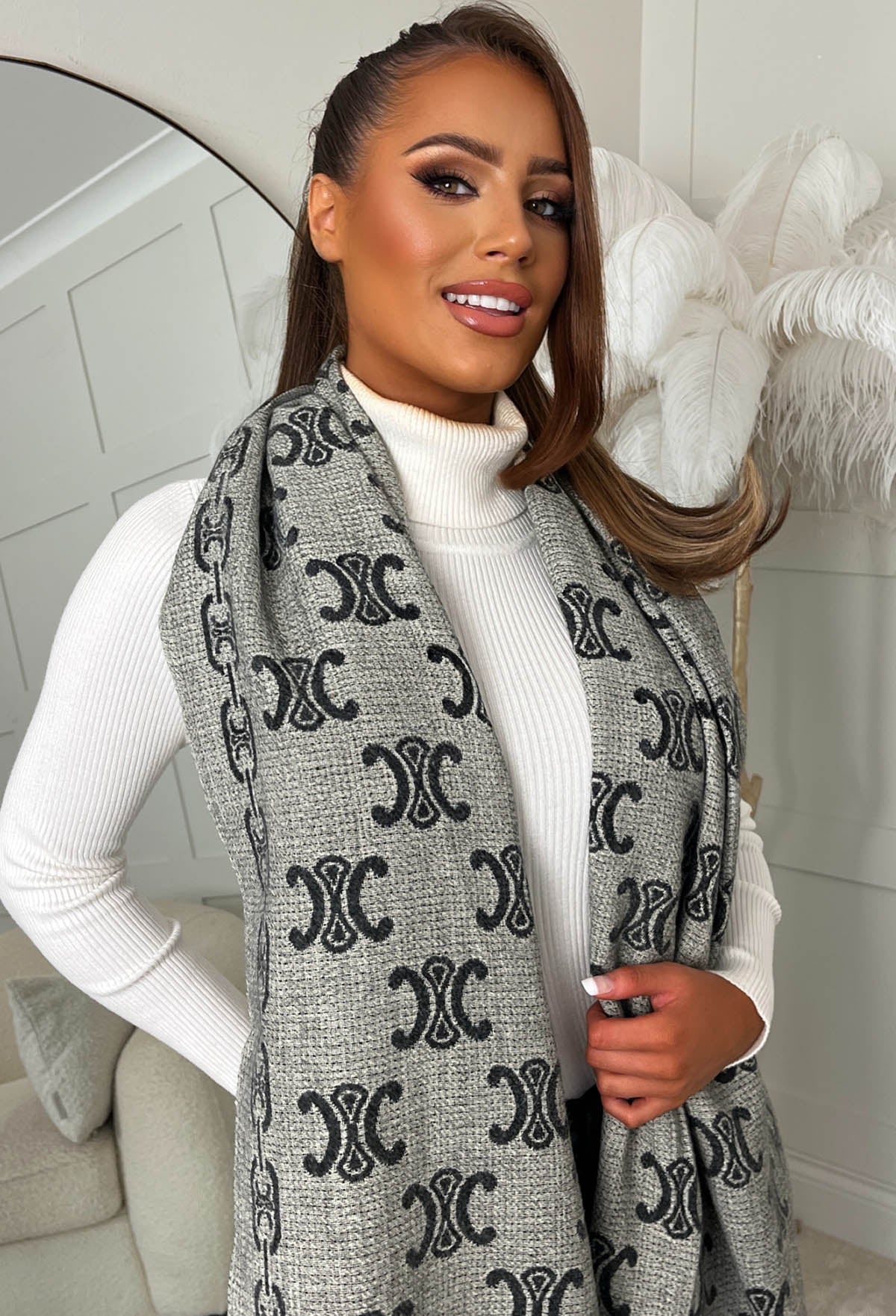 Designer Lover Black Printed Scarf