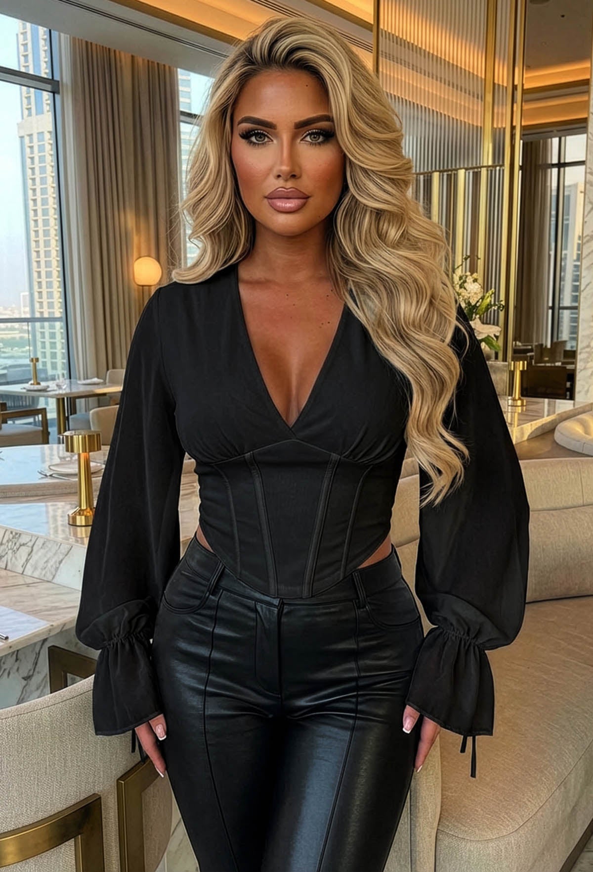 Ethereal Ease Black Mesh Corset Style Top