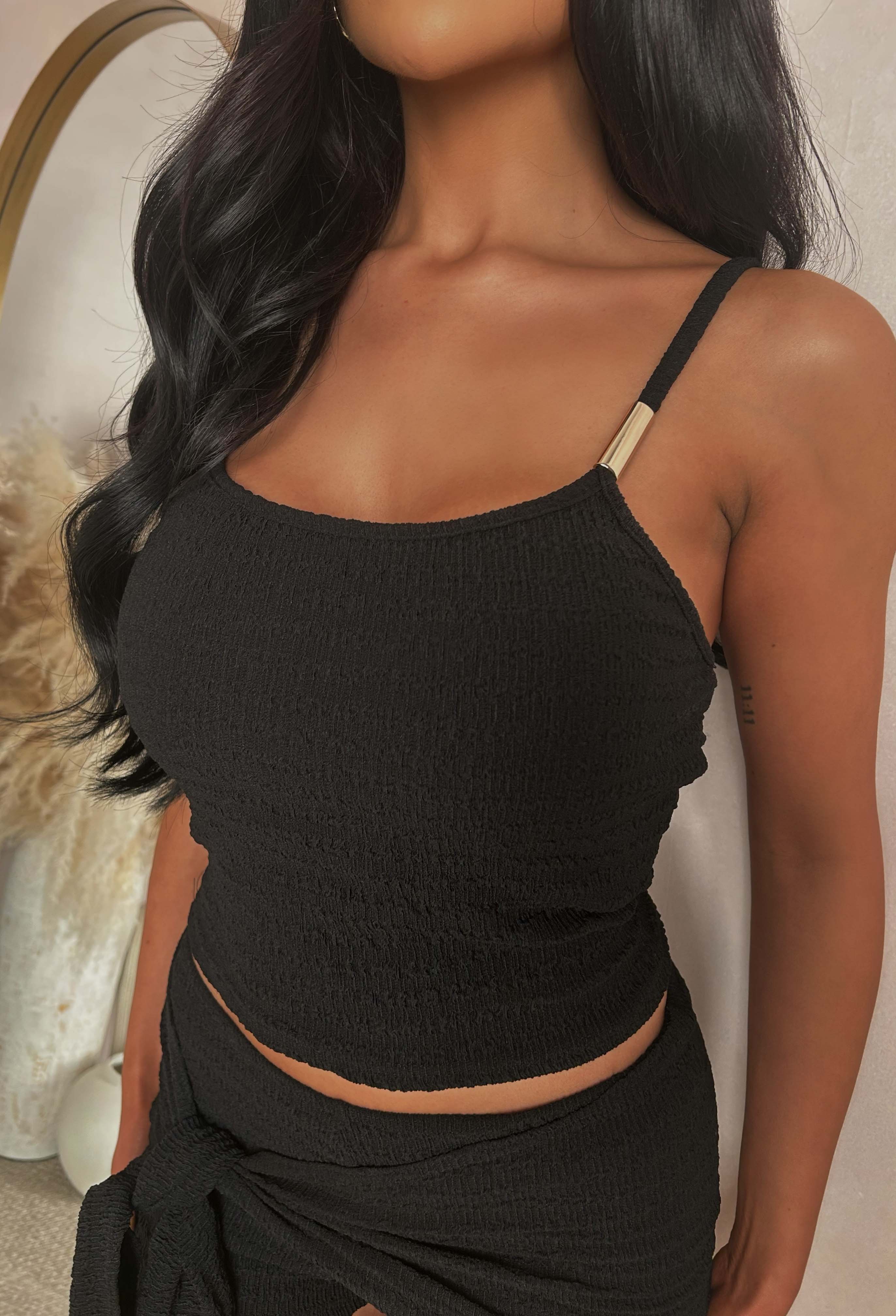 Everyday Sunshine Black Crinkle Top & Short Co-ord Set