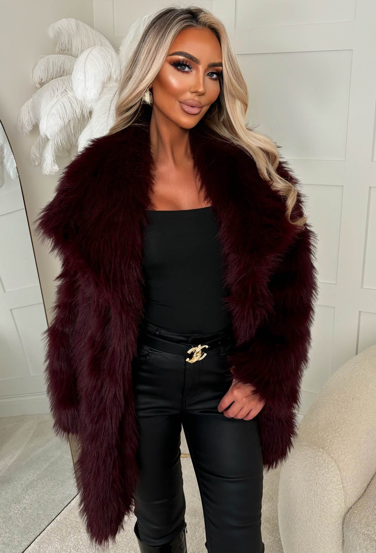 Faux Affair Burgundy Faux Fur Coat