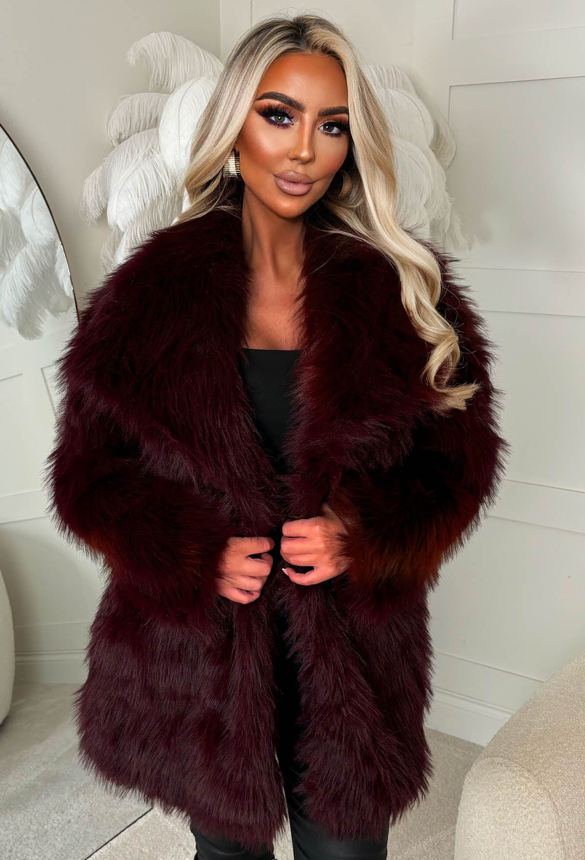 Faux Affair Burgundy Faux Fur Coat