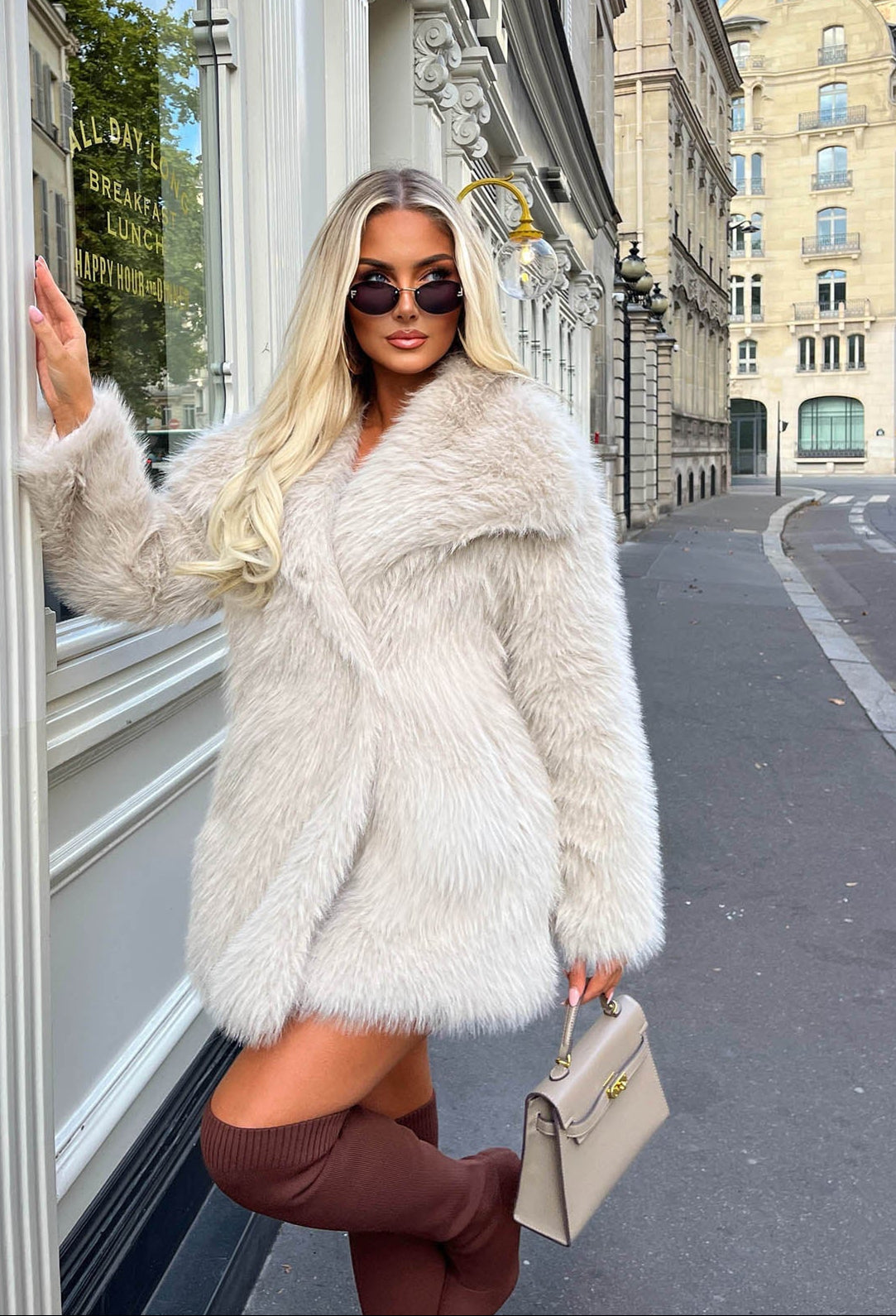 Faux Affair Natural Faux Fur Coat | Pink Boutique