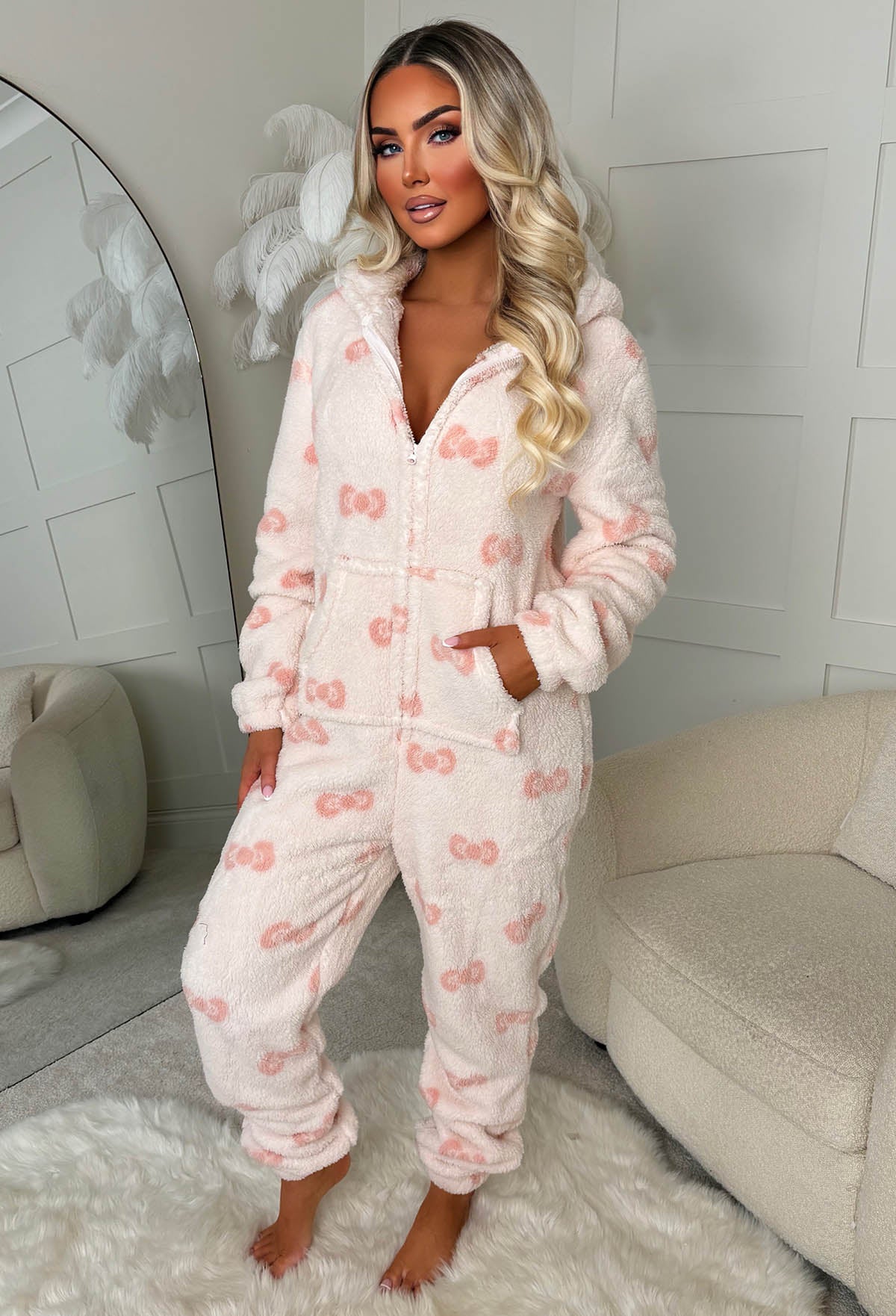 Fetch Dreams Pink Bow Print Onesie