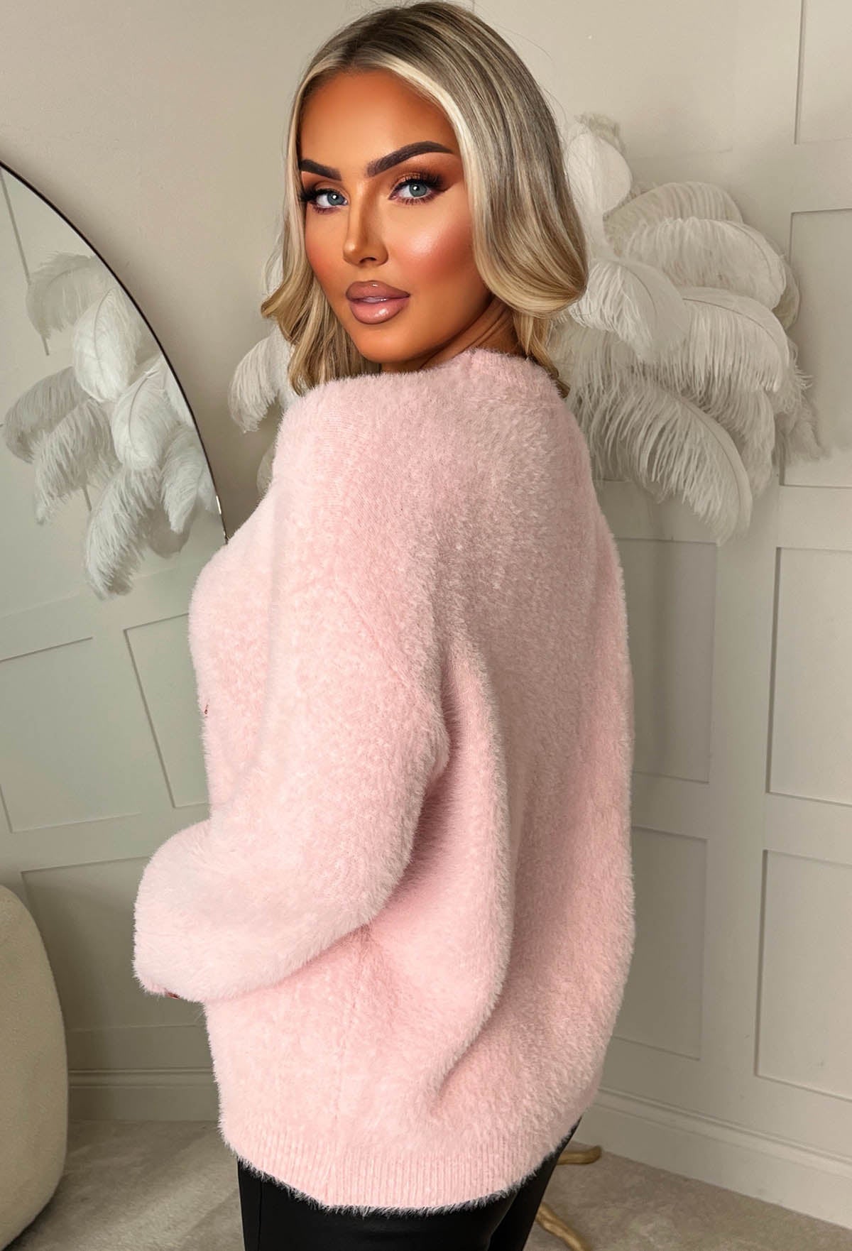 Frost Babe Pink Fluffy Christmas Jumper