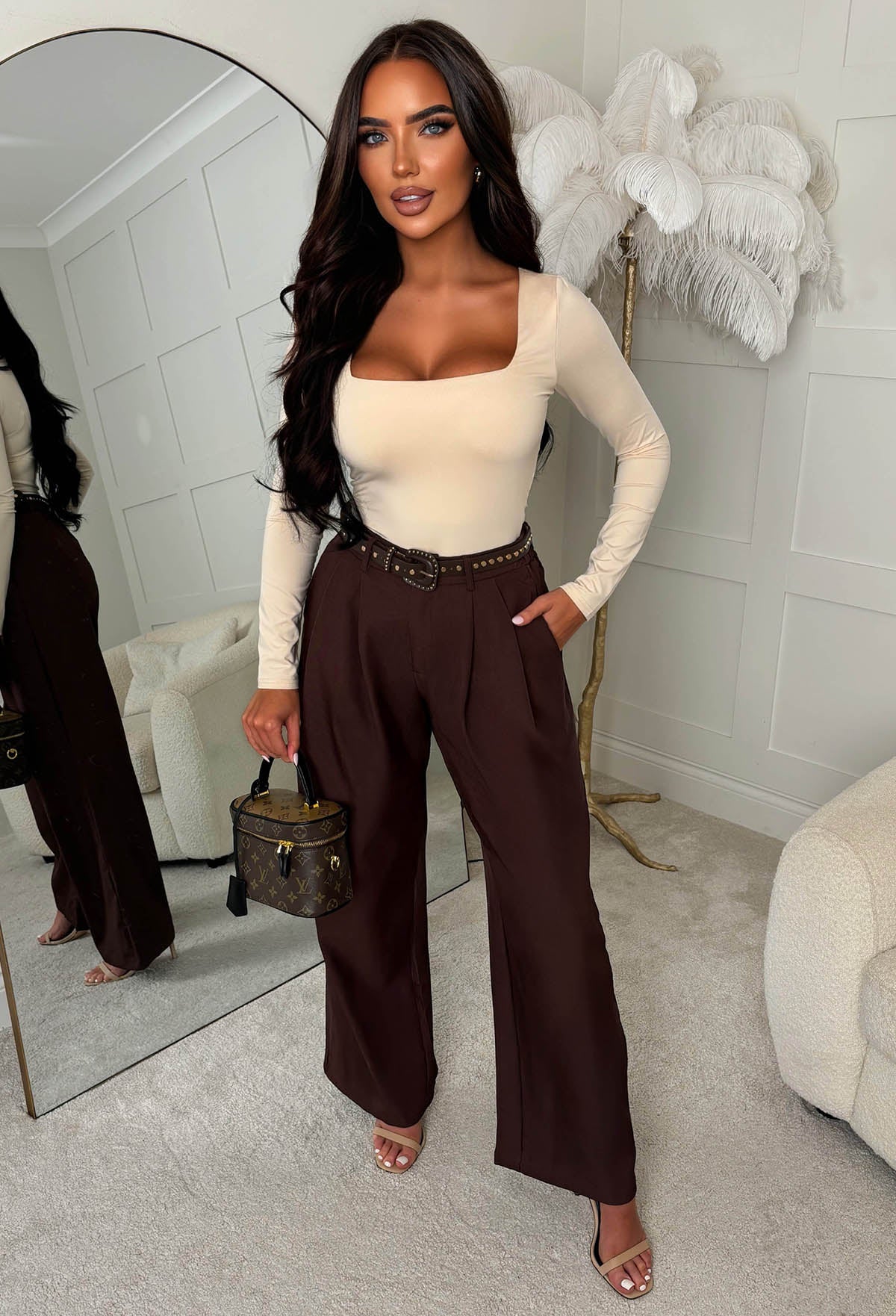 Hold Me Close Brown Belted Trousers