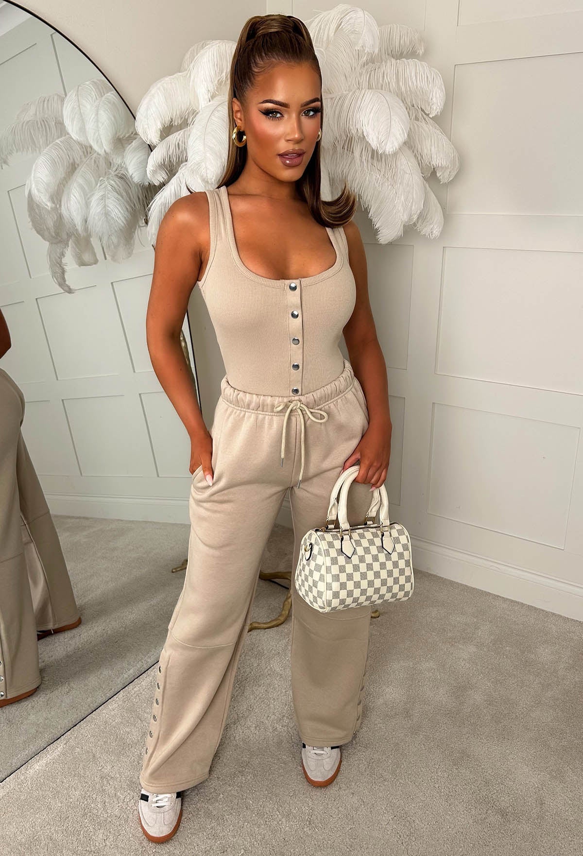 Honey Allure Beige Short Sleeve Bodysuit