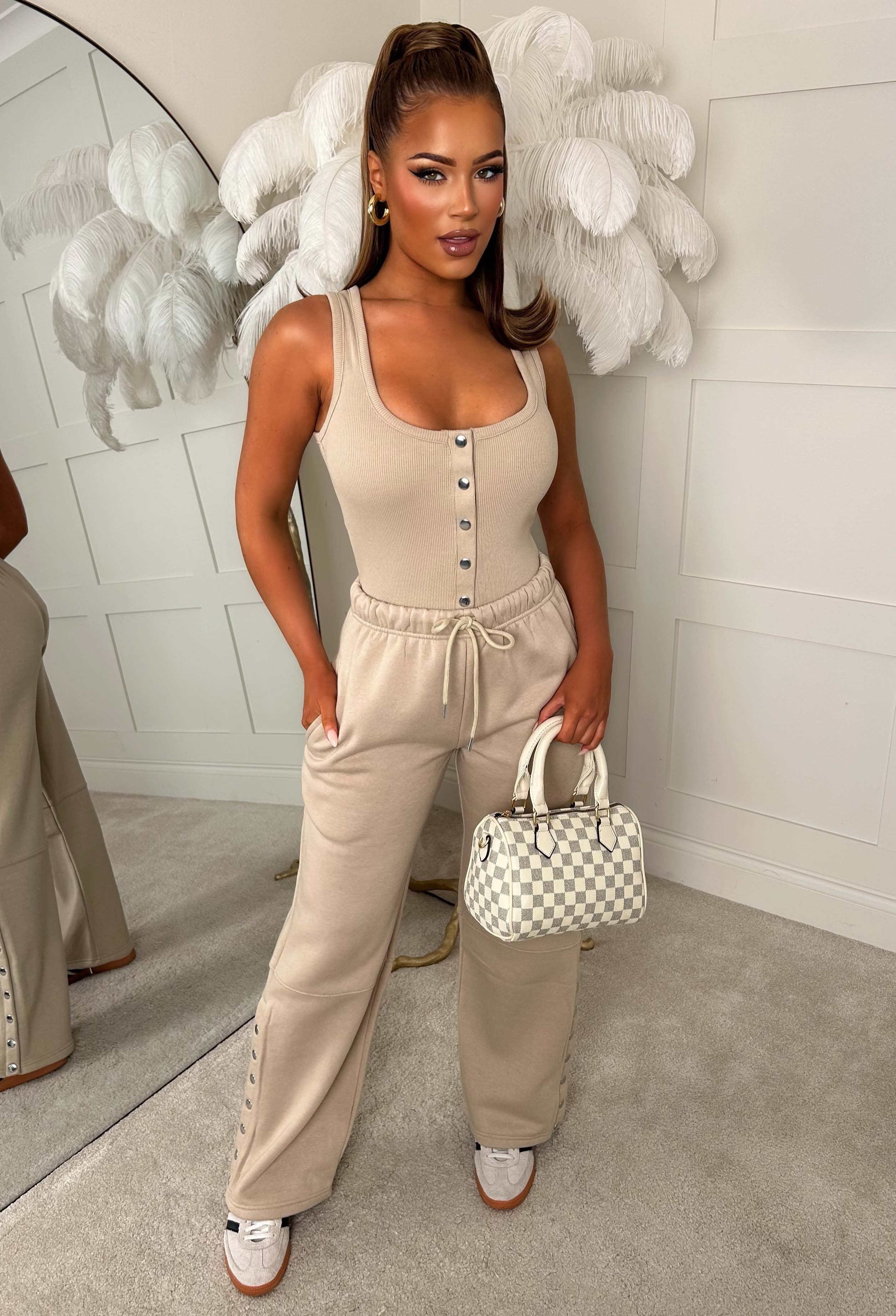 Honey Icon Beige Lounge Joggers