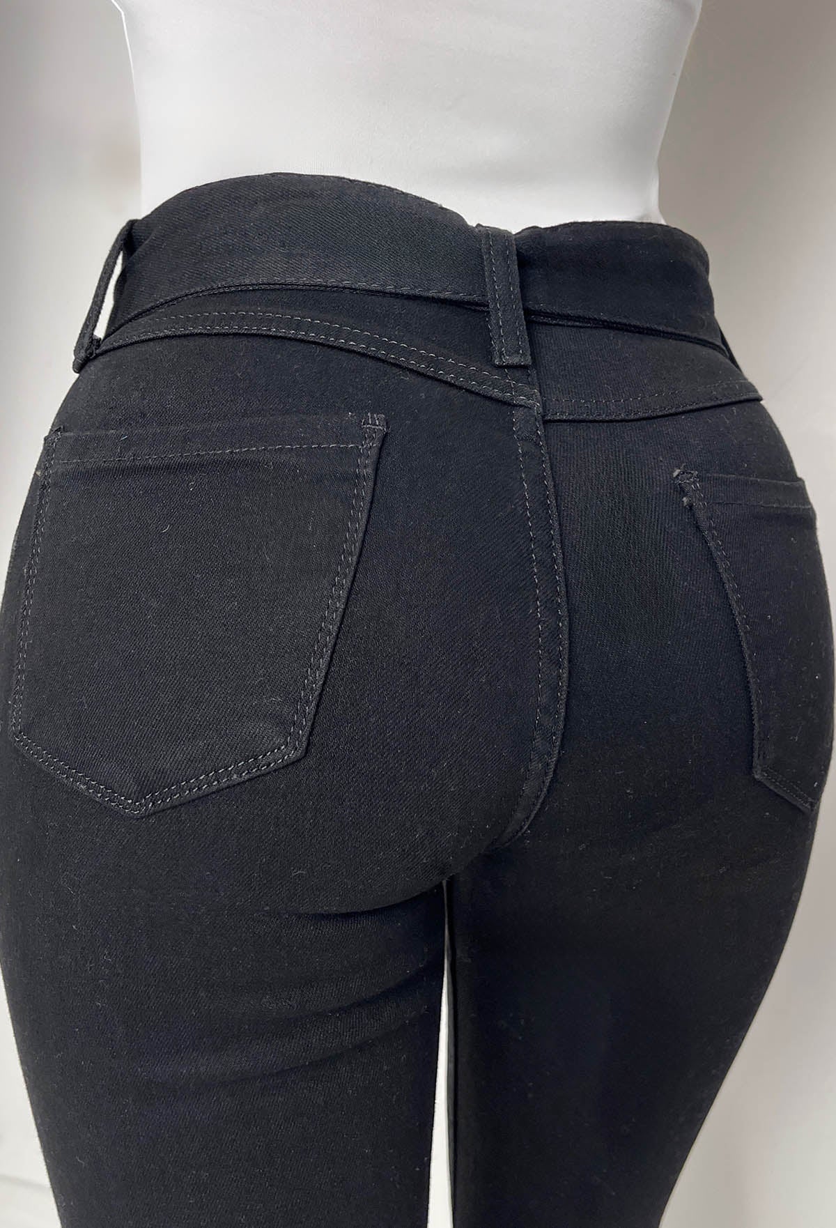 Hot As Hell Black Low Rise Stretch Belted Flare Jean