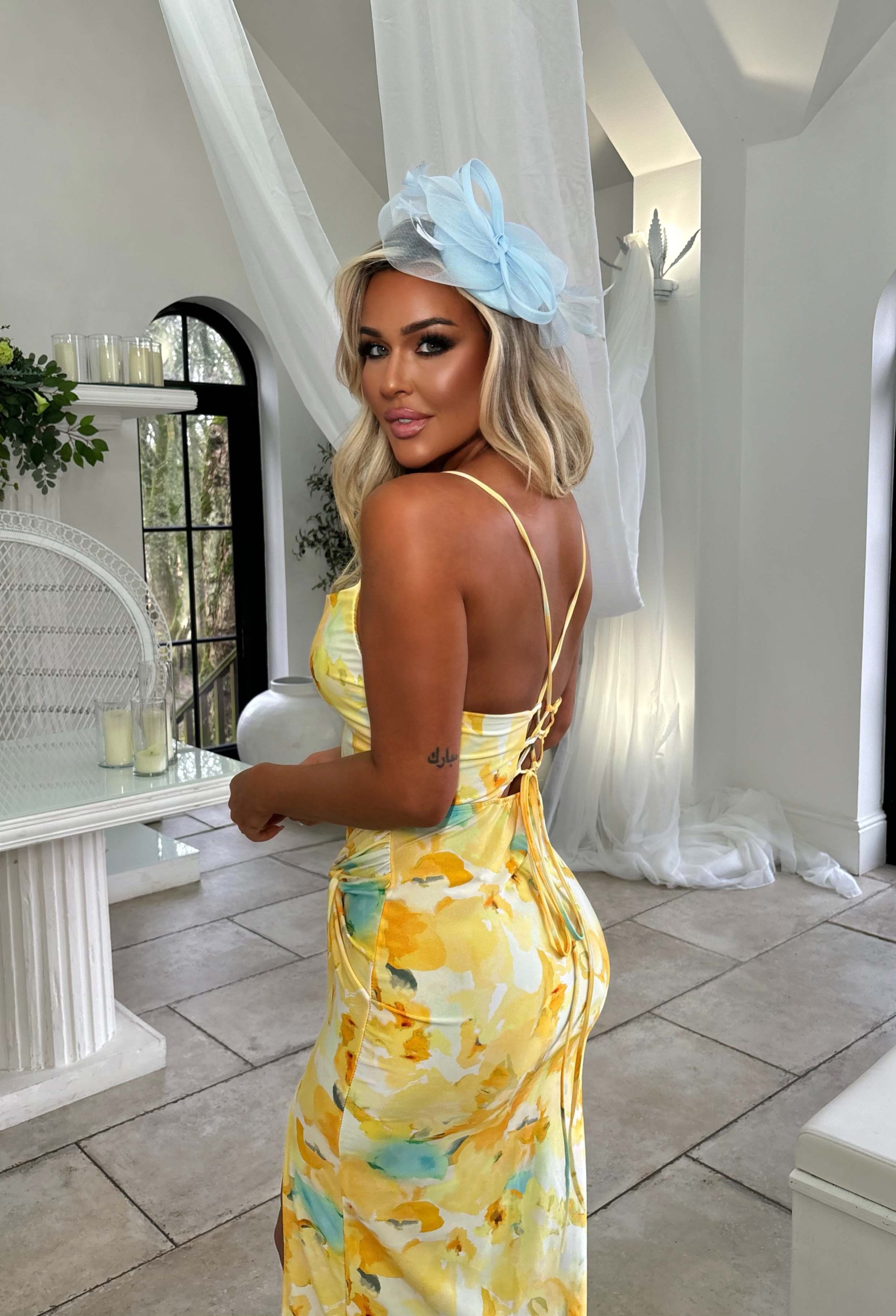 Hotter Than Ever Yellow Abstract Floral Print Dress