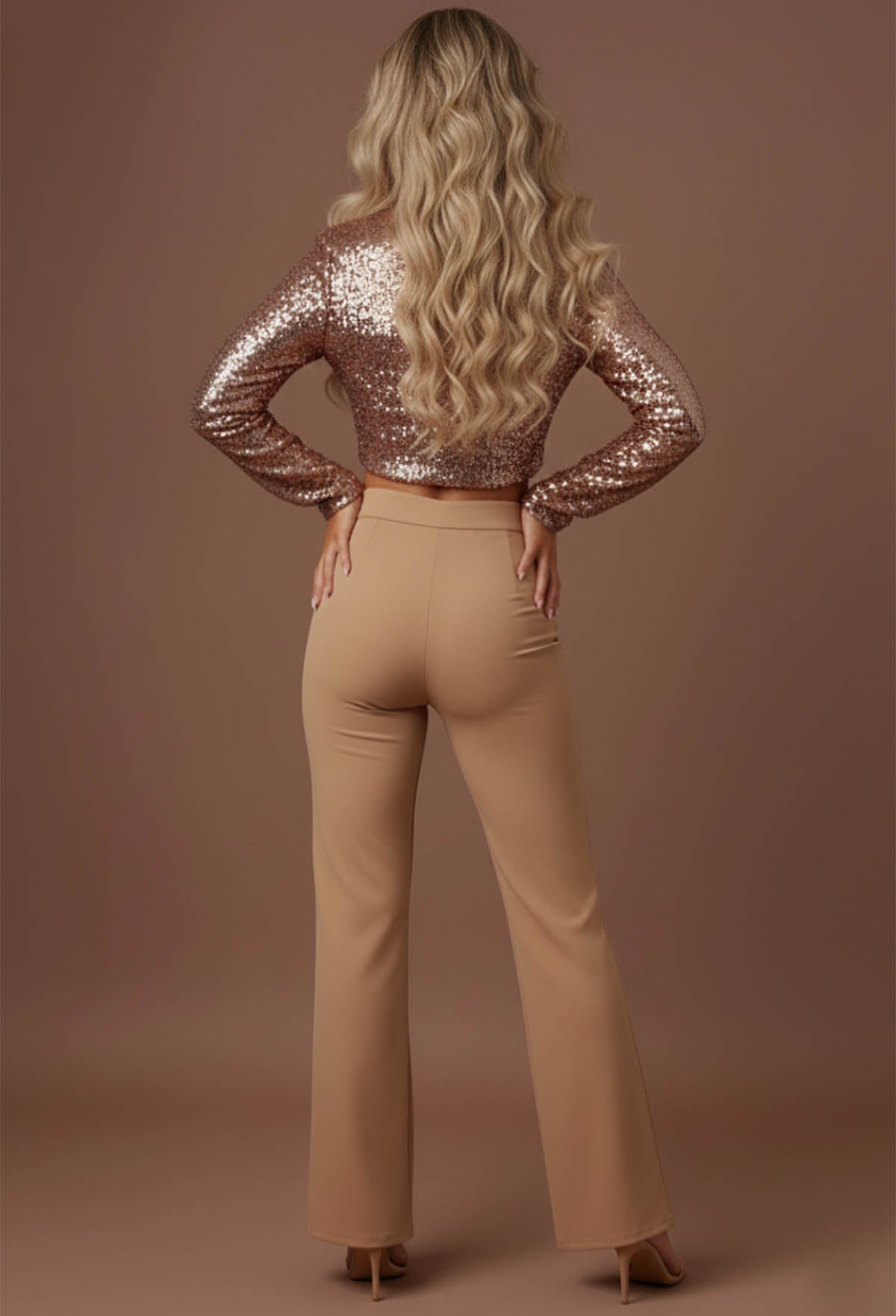 I See Fire Nude High Waisted Wide Leg Trousers