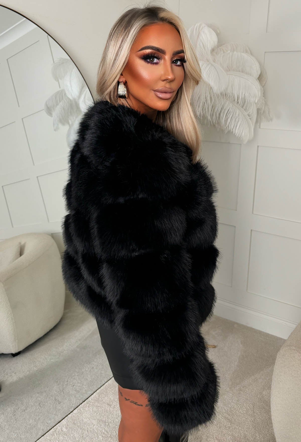 Iconic Daydream Black Faux Fur Collarless Jacket