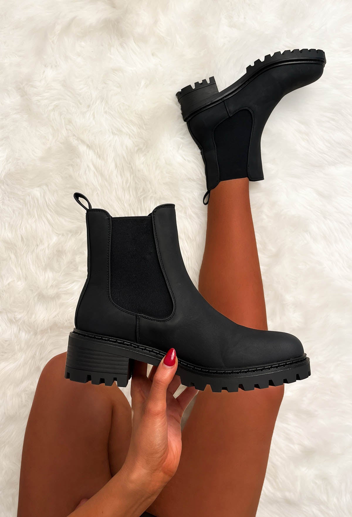 Iconic Moves Black Faux Leather Chelsea Boots