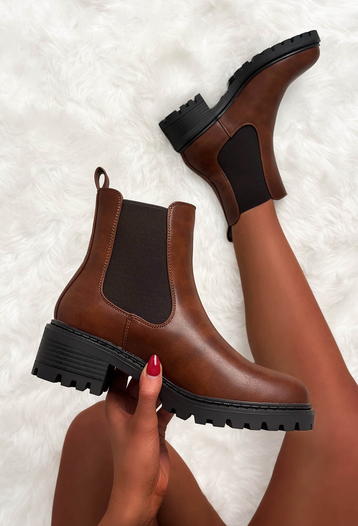 Iconic Moves Brown Faux Leather Chelsea Boots