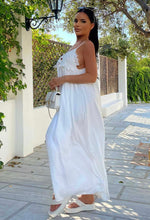 Bali Beauty White Crochet Trim Cami Maxi Dress