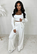 Delicate Luxe White Crystal Two Piece Knitted Zip Hooded Loungewear Set Limited Edition