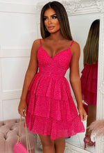 Flirty Senorita Pink Tiered Polka Dot Cami Dress