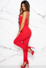 All Or Nothing Red Structured Bandeau Jumpsuit