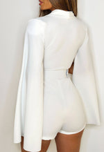 Bold Moves White Drape Sleeve Belted Playsuit