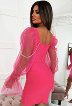 In Your Dream Pink Long Sleeve Bandage Dress