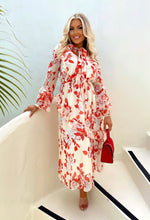 Floral Blossom Cream Long Sleeve Pussybow Floral Maxi Dress